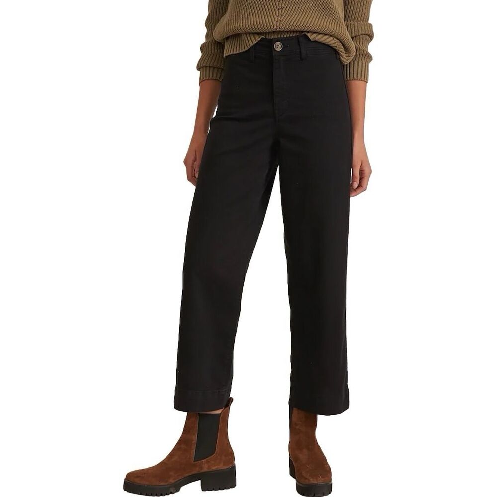 Marine Layer Black Cropped Wide Leg Pants Womens 8 Casual Contemporary EUC